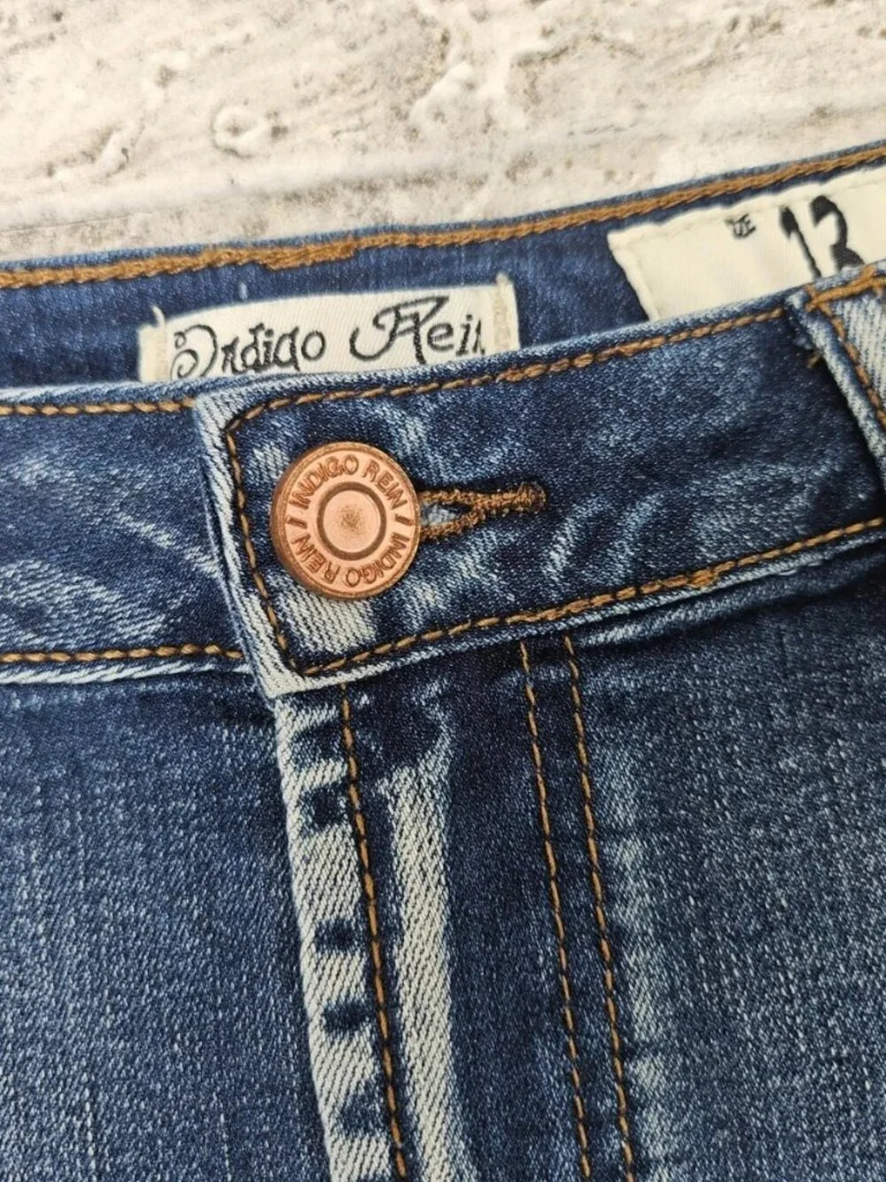 Indigo Rein Women Skirt Blue Denim Jeans Ripped Skirts Size 13 - Picture 7 of 10